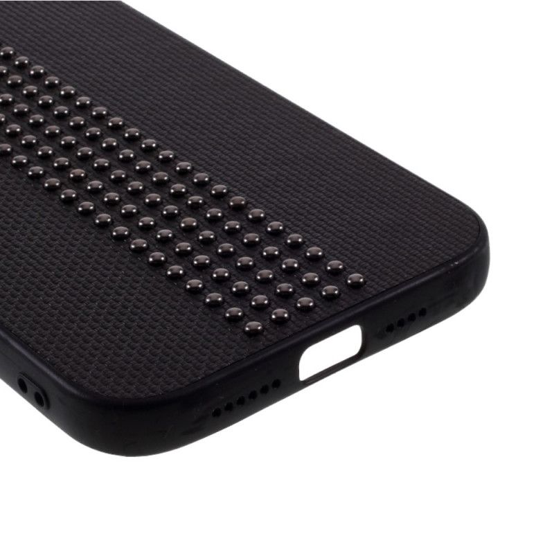 Cover iPhone 12 Mini Sort Mobilcover Imiteret Læder Og Nitter