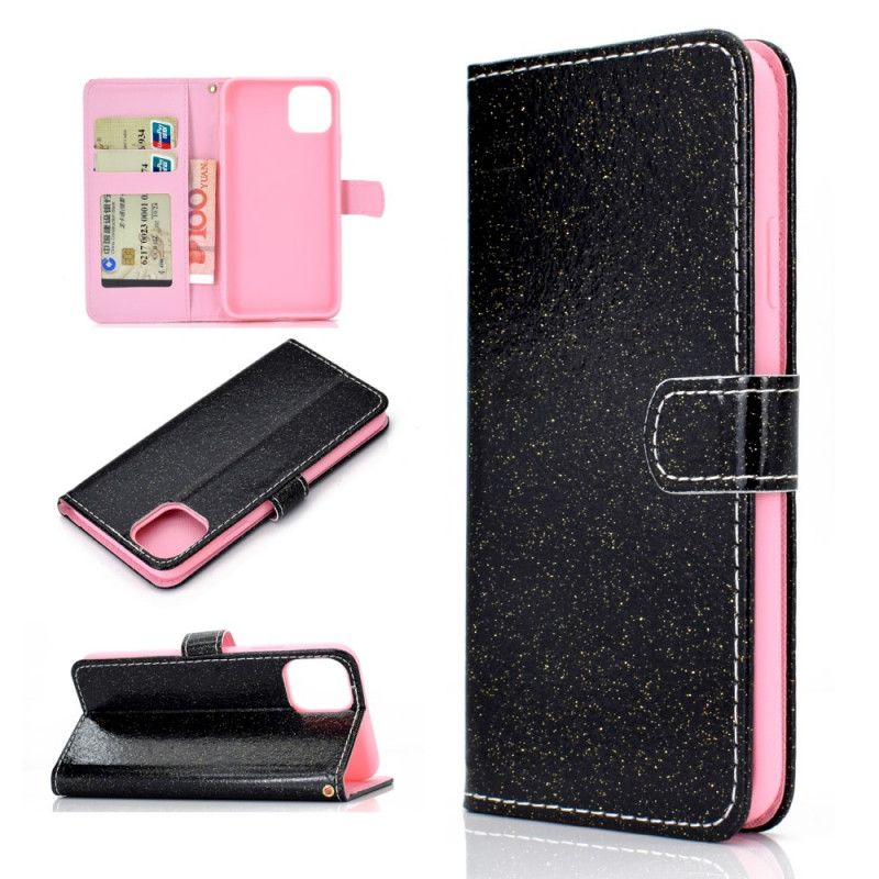 Flip Cover iPhone 12 Mini Sort Pailletter