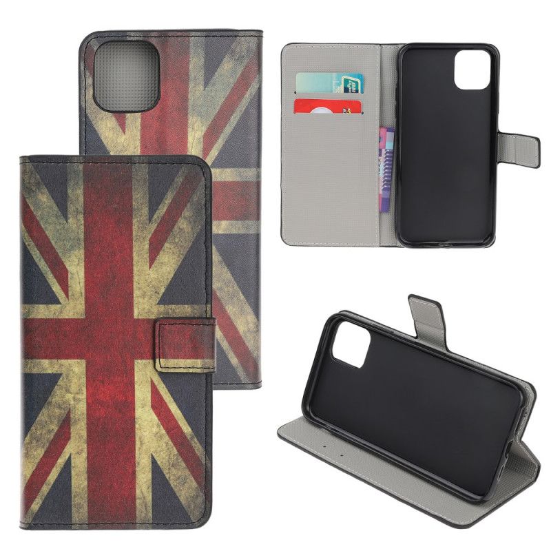 Flip Cover Læder for iPhone 12 Mini Englands Flag