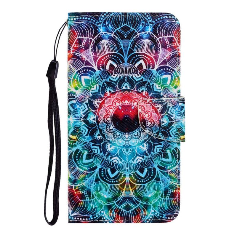 Flip Cover Læder for iPhone 12 Mini Prangende Mandala Med Rem