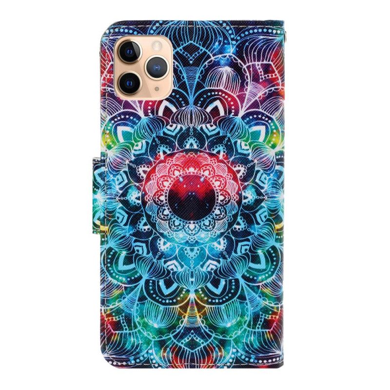 Flip Cover Læder for iPhone 12 Mini Prangende Mandala Med Rem