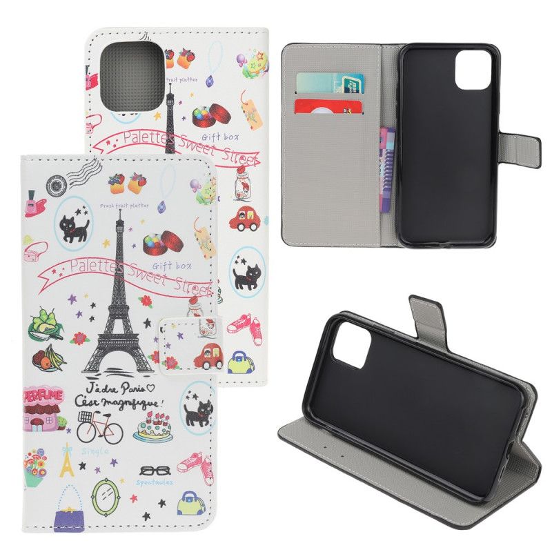 Flip Cover Læder iPhone 12 Mini Jeg Elsker Paris