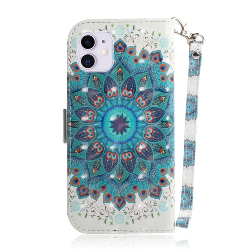 Flip Cover Læder iPhone 12 Mini Mesterlig Mandala Med Rem