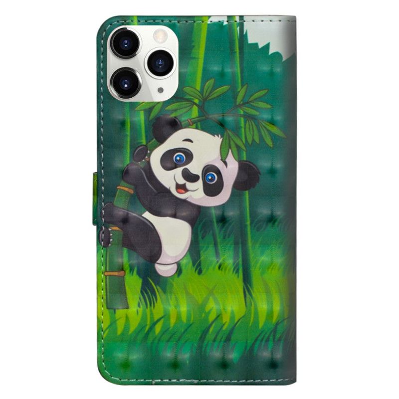 Flip Cover Læder iPhone 12 Mini Panda Og Bambus