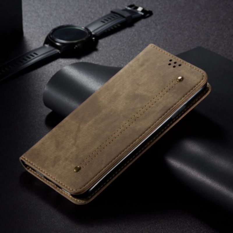 Flip Cover Xiaomi Mi 11 Ultra Tekstur Af Jeans I Imiteret Læder