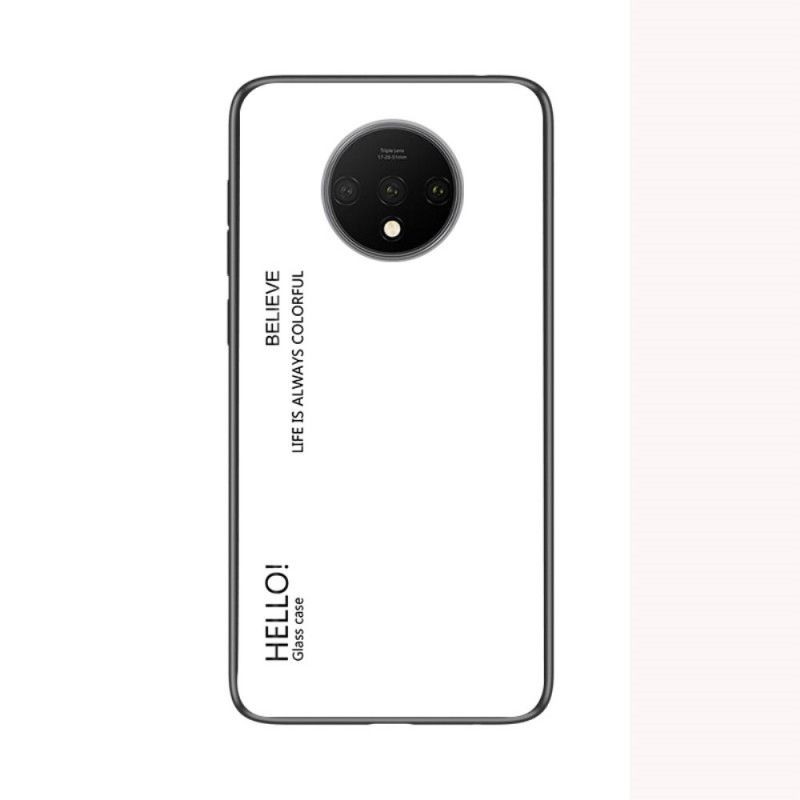 Cover for OnePlus 7T Hvid Hej Hærdet Glas