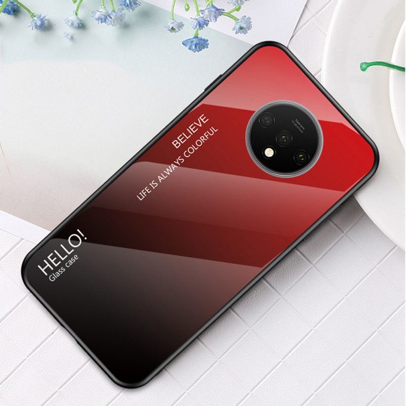 Cover for OnePlus 7T Hvid Hej Hærdet Glas