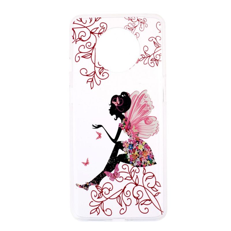 Cover OnePlus 7T Mobilcover Gennemsigtig Blomsterfe