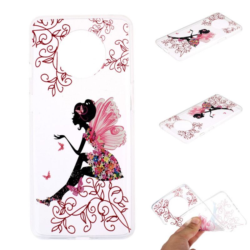 Cover OnePlus 7T Mobilcover Gennemsigtig Blomsterfe