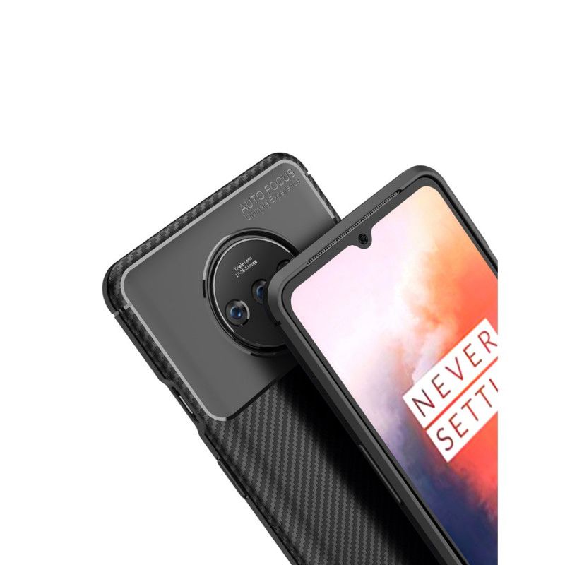 Cover OnePlus 7T Sort Mobilcover Fleksibel Kulfibertekstur