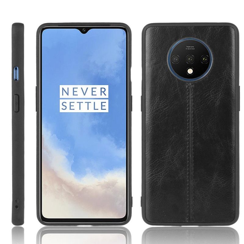 Cover OnePlus 7T Sort Søm I Læderstil