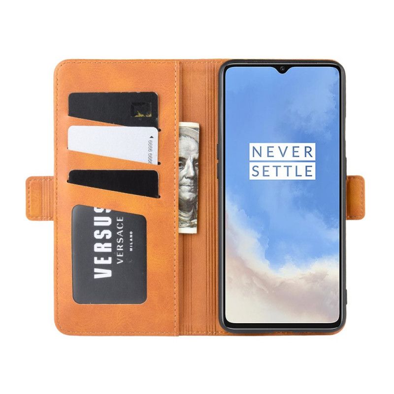 Flip Cover Læder OnePlus 7T Sort Elegance Lædertekstur