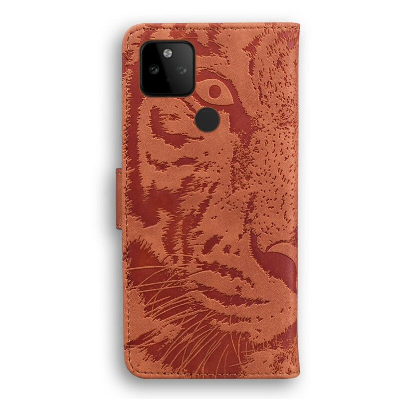 Flip Cover Google Pixel 5a 5g Tiger Face Print