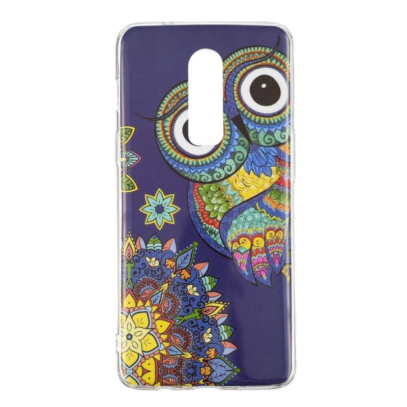 Cover OnePlus 6 Fluorescerende Mandala Ugle