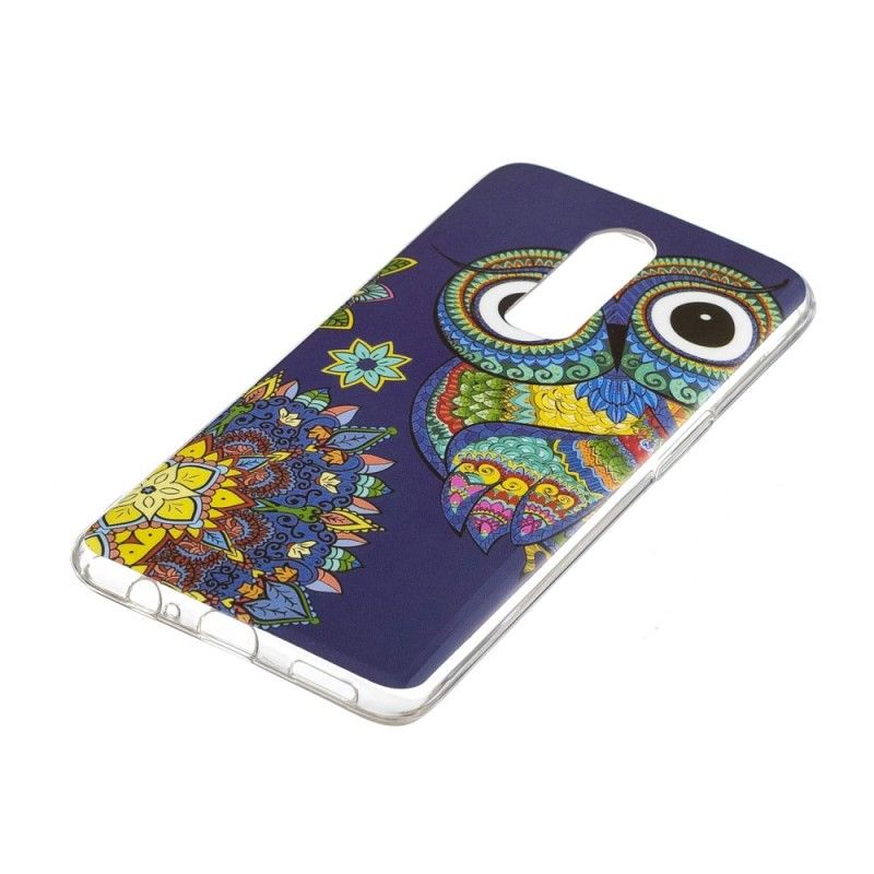 Cover OnePlus 6 Fluorescerende Mandala Ugle