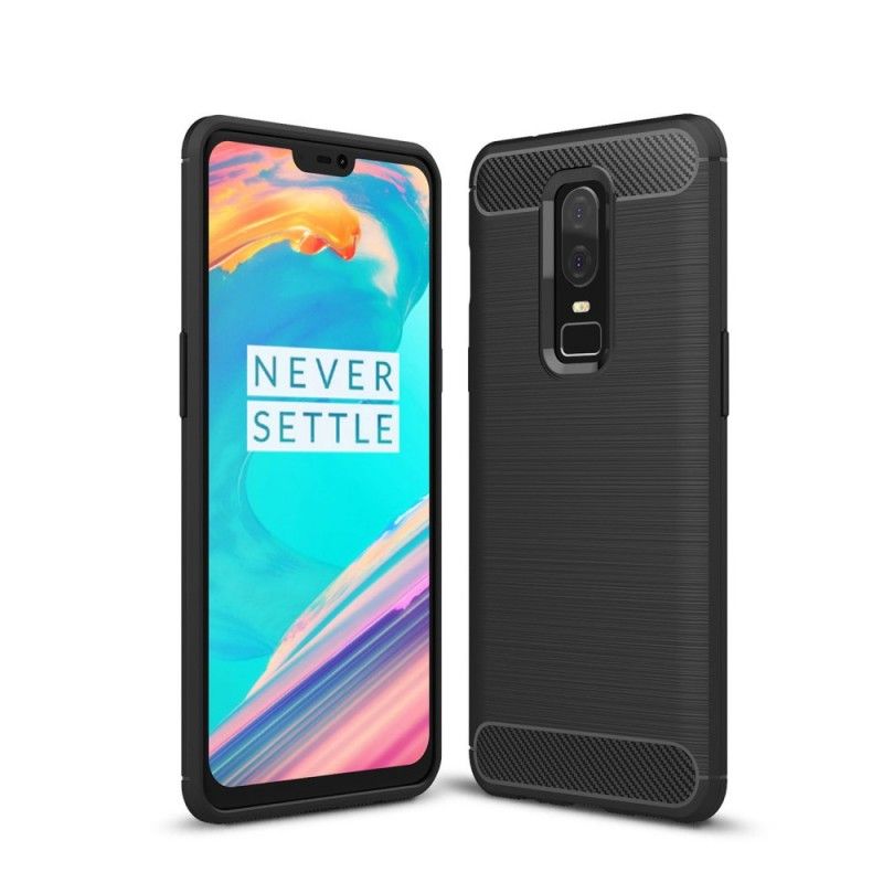 Cover OnePlus 6 Sort Børstet Kulfiber Original