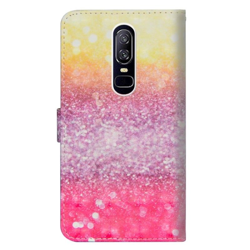 Flip Cover OnePlus 6 Mobilcover Gradient Magenta Glitter