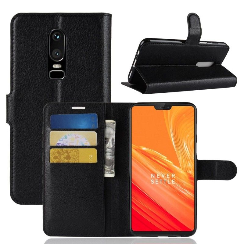 Flip Cover OnePlus 6 Sort Mobilcover Klassisk