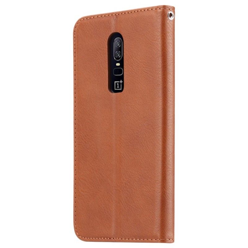 Læder Cover for OnePlus 6 Sort Kortholder I Kunstlæder