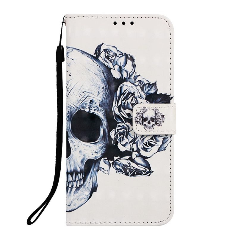 Flip Cover Læder for Google Pixel 3A XL Hvid Blomstret Kranium