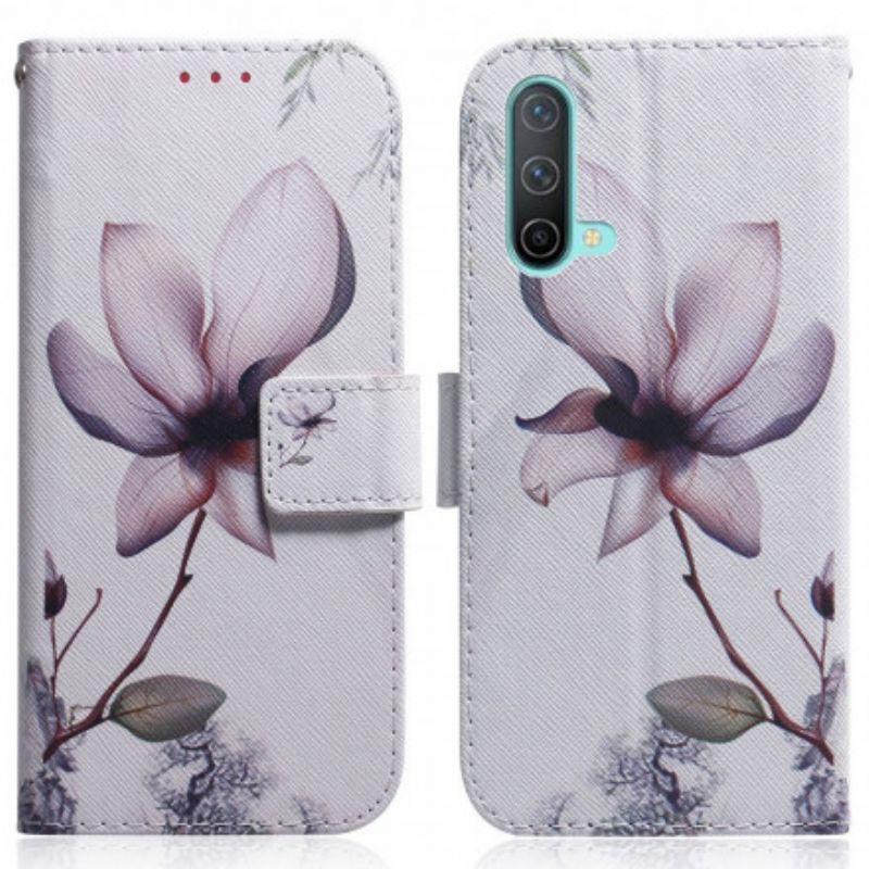 Flip Cover Oneplus Nord Ce 5g Gammel Lyserød Blomst