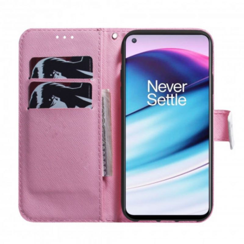 Flip Cover Oneplus Nord Ce 5g Gammel Lyserød Blomst