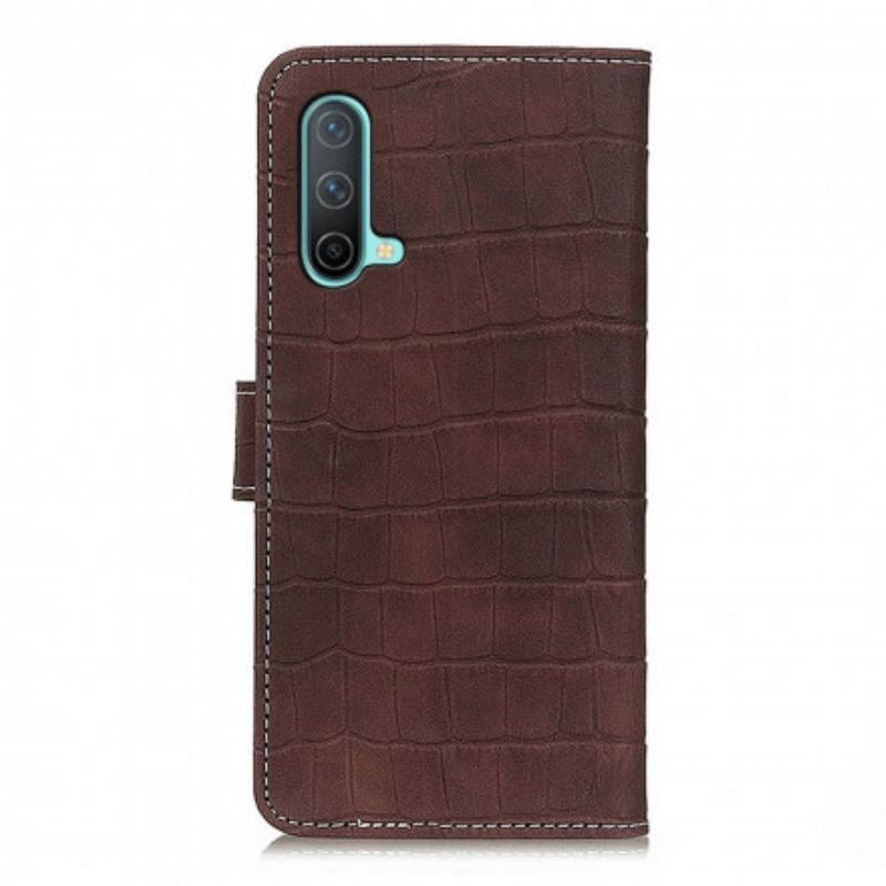 Flip Cover Oneplus Nord Ce 5g Vintage Krokodilleskindstil