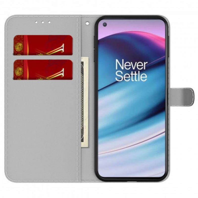 Læder Cover Oneplus Nord Ce 5g Abstrakt Mønster