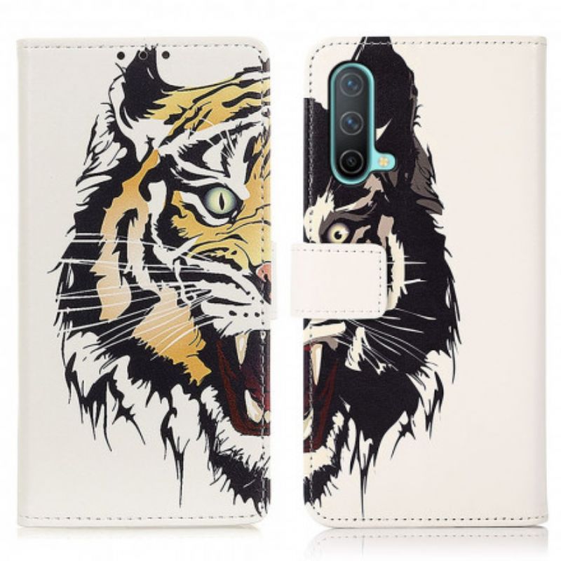 Læder Cover Oneplus Nord Ce 5g Telefon Etui Fierce Tiger