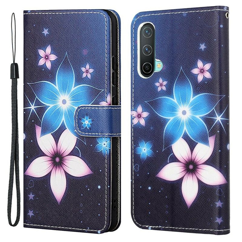 Læder Cover Oneplus Nord Ce 5g Telefon Etui Lunar Strappy Flowers