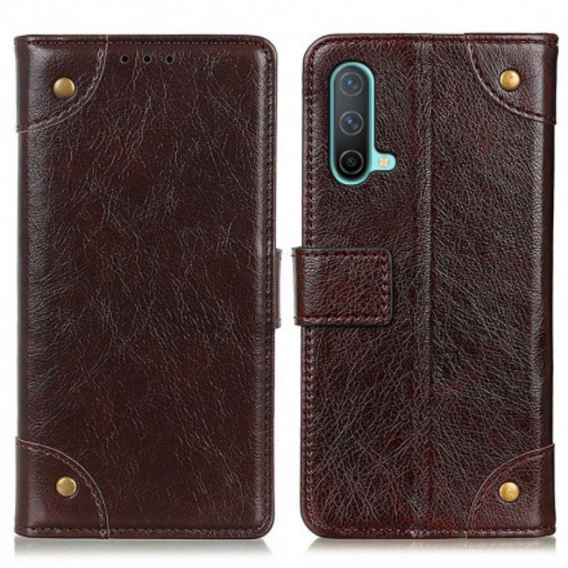 Læder Cover Oneplus Nord Ce 5g Telefon Etui Style Nappa Læder Vintage Nitter