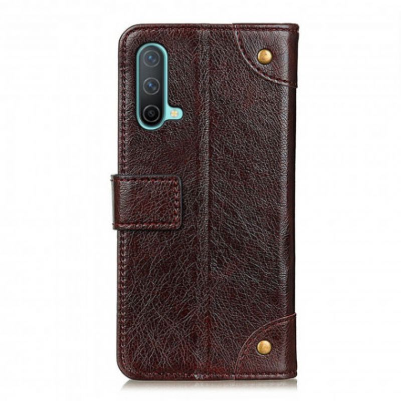 Læder Cover Oneplus Nord Ce 5g Telefon Etui Style Nappa Læder Vintage Nitter