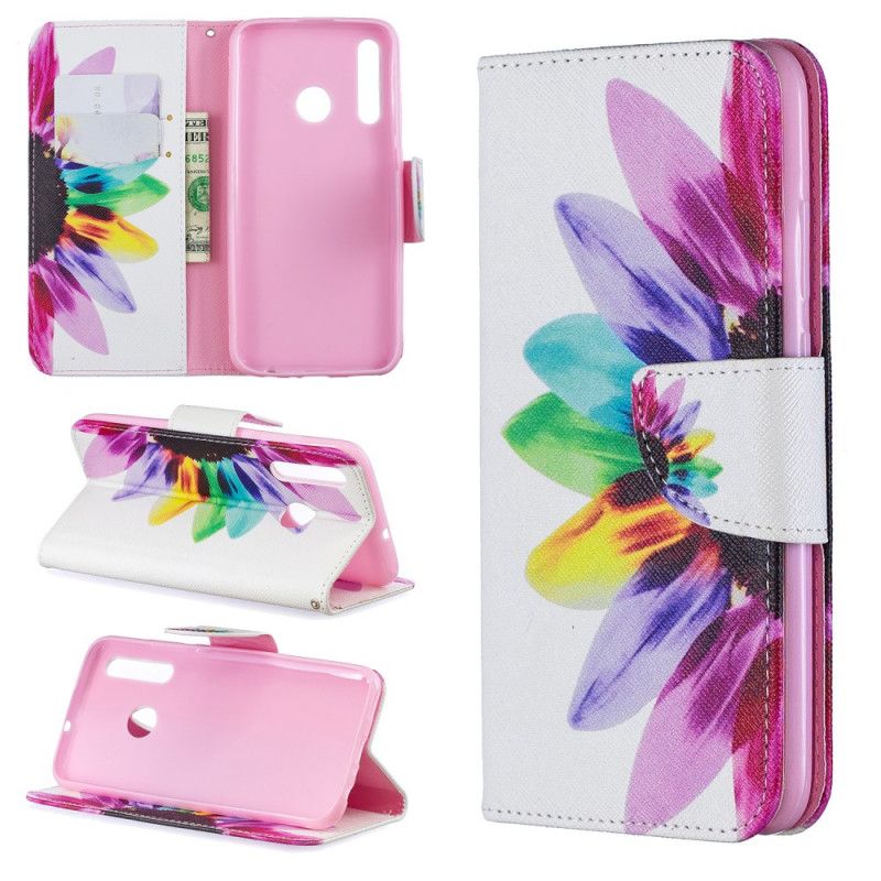 Flip Cover Læder for Huawei P Smart Plus 2019 Akvarelblomst