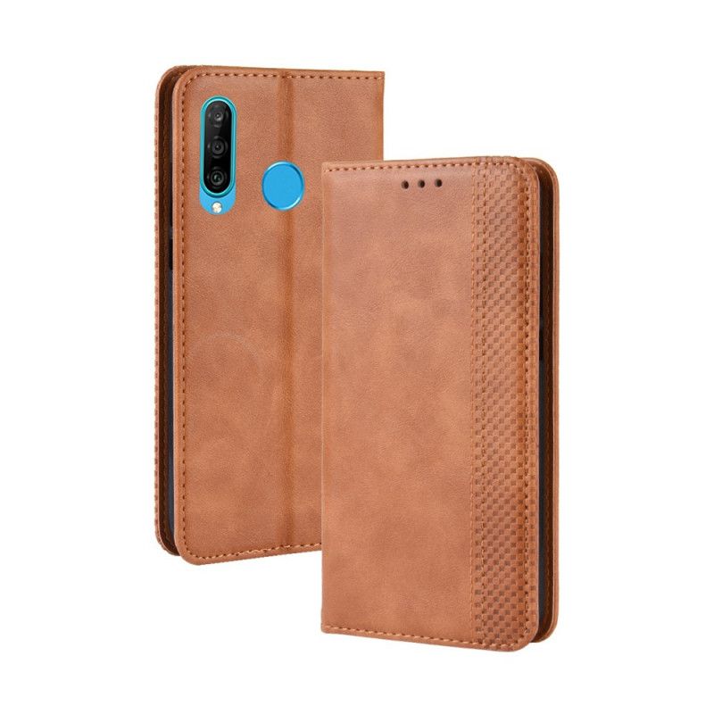 Læder Cover Huawei P Smart Plus 2019 Rød Stiliseret Vintage Lædereffekt