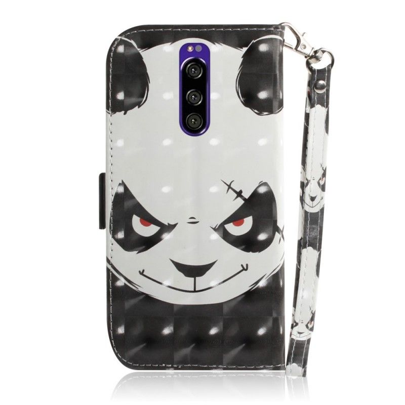 Flip Cover Læder for Sony Xperia 1 Vred Panda Med Rem