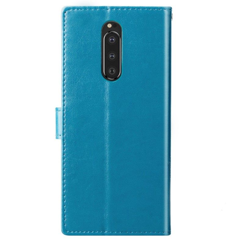 Flip Cover Læder Sony Xperia 1 Sort Firkløver