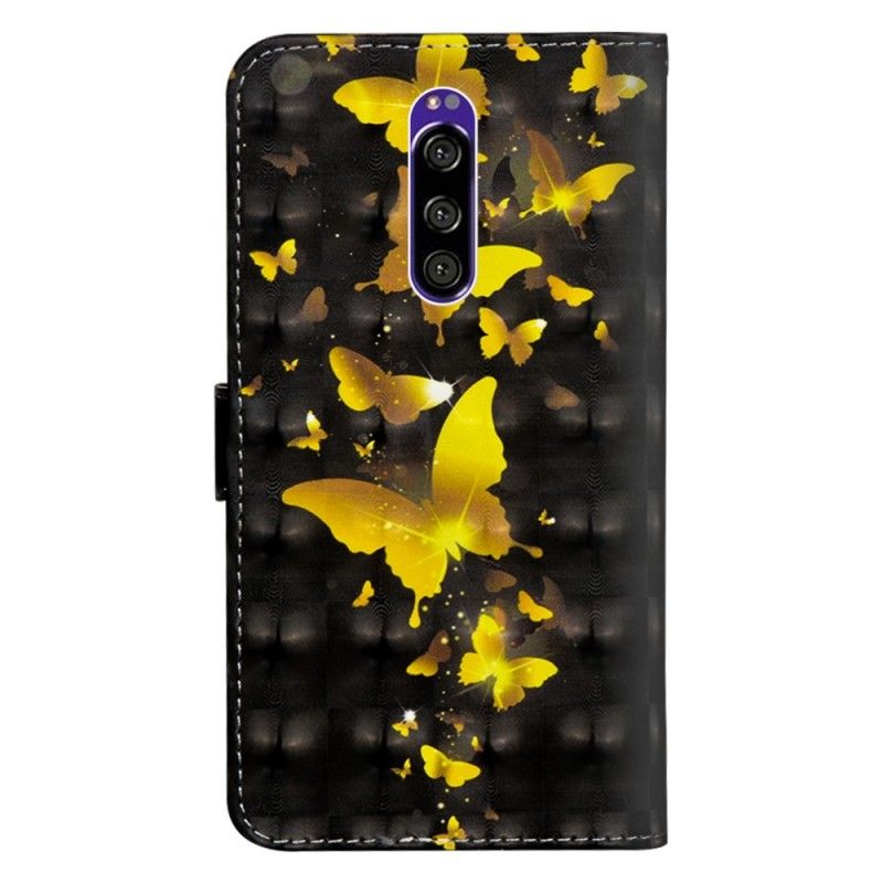 Flip Cover Sony Xperia 1 Mobilcover Gule Sommerfugle