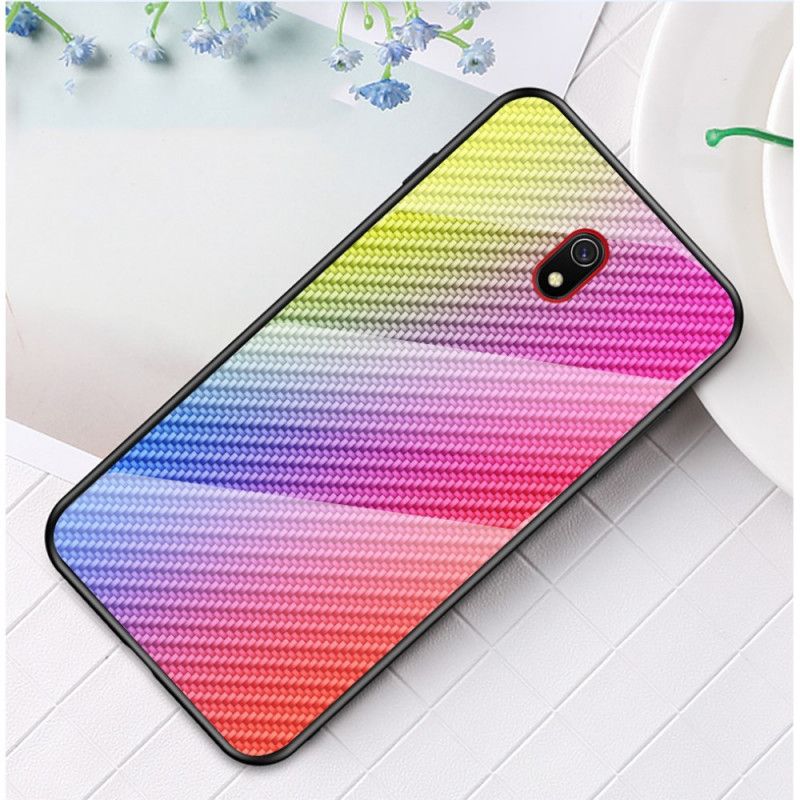 Cover Xiaomi Redmi 8A Sort Kulfiber Hærdet Glas