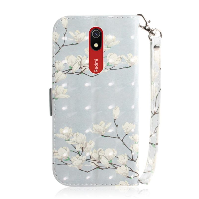 Flip Cover Læder for Xiaomi Redmi 8A Blomstrende Træ Med Rem