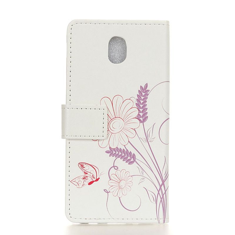 Flip Cover Læder for Xiaomi Redmi 8A Tegning Af Sommerfugle Og Blomster