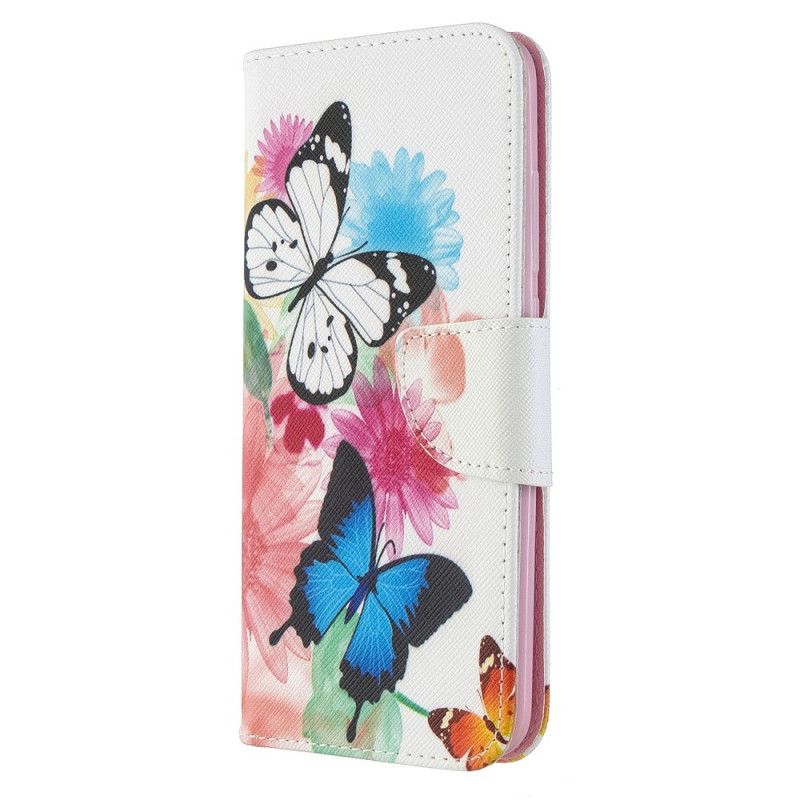 Flip Cover Læder Xiaomi Redmi 8A Malede Sommerfugle Og Blomster Beskyttelse