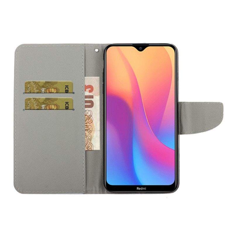 Flip Cover Læder Xiaomi Redmi 8A Romantisk Rose Med Rem