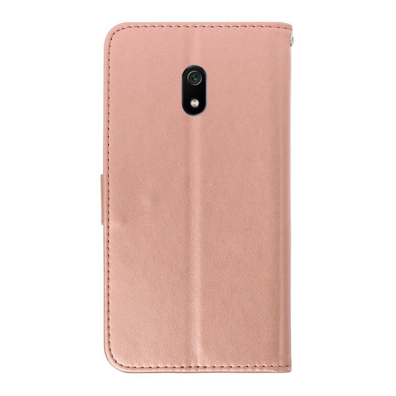 Flip Cover Xiaomi Redmi 8A Lys Lilla Farverige Sommerfugle Og Blomster