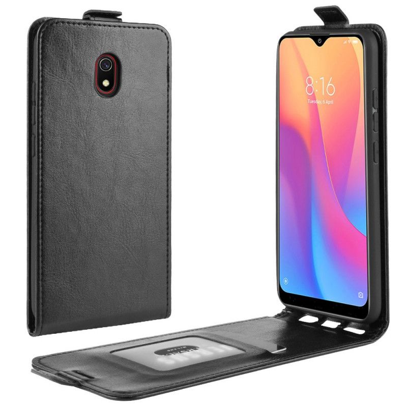 Flip Cover Xiaomi Redmi 8A Sort Foldning Af Lædereffekt