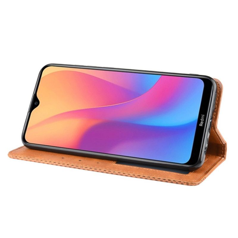 Læder Cover Xiaomi Redmi 8A Sort Stiliseret Vintage Lædereffekt