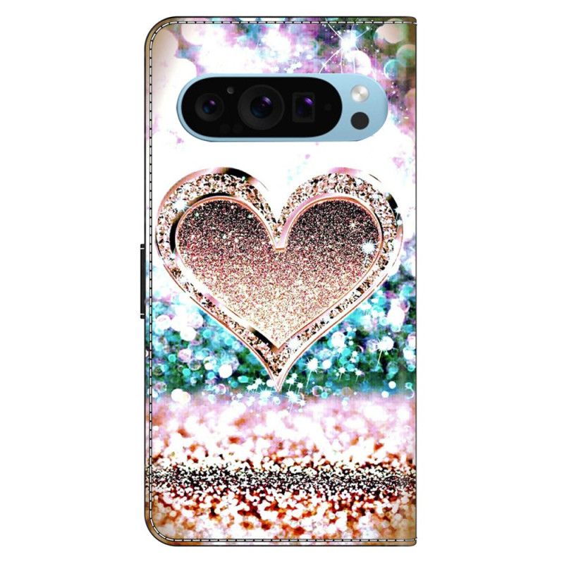 Flip Cover Google Pixel 9 Pro Xl Pink Diamanthjerte