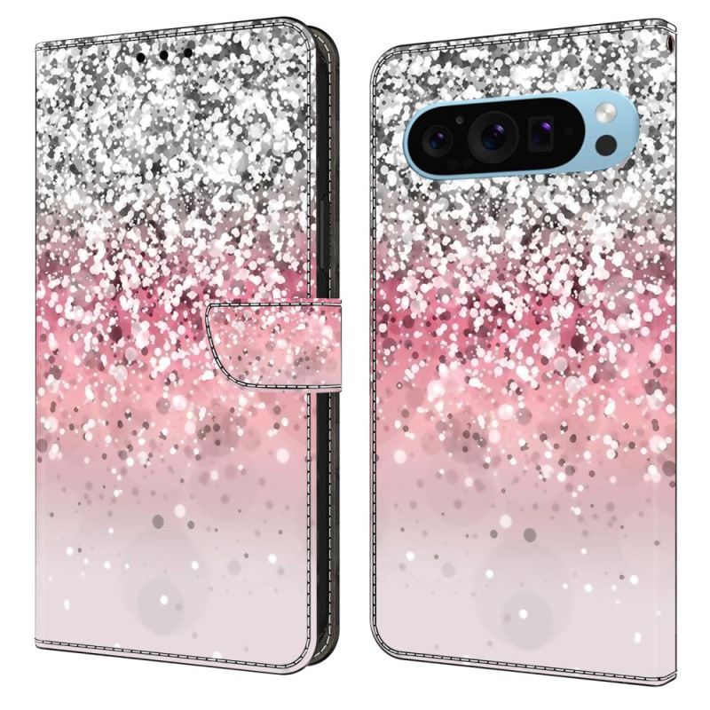 Læder Cover Google Pixel 9 Pro Xl Telefon Etui Gradient Glitter