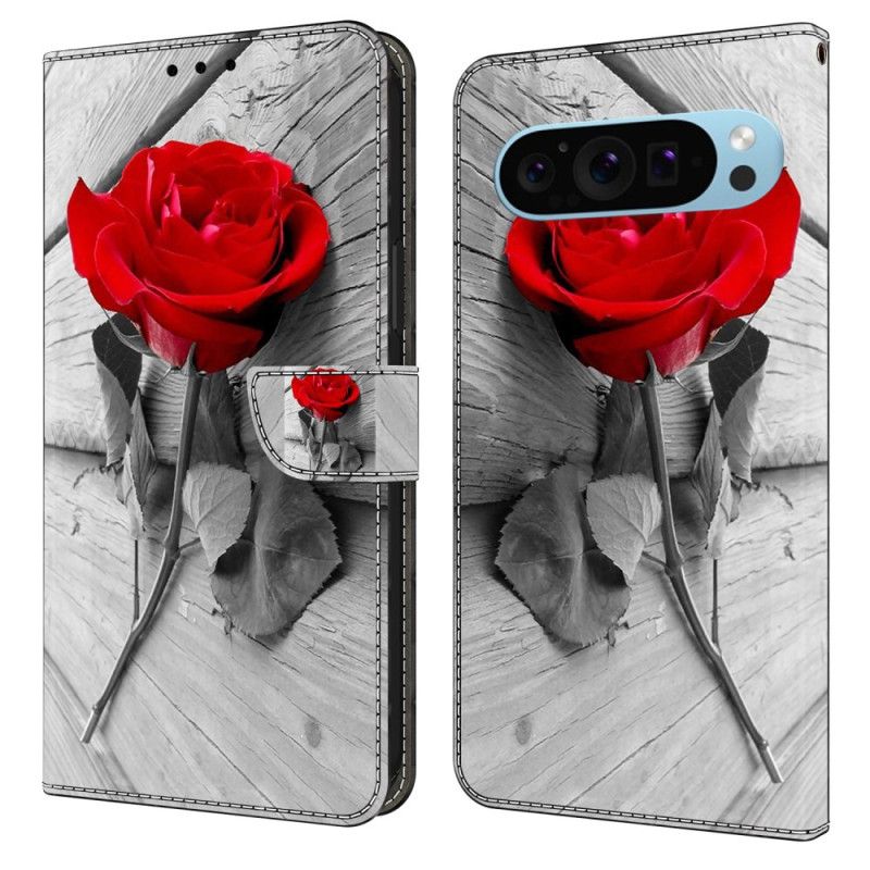 Læder Cover Google Pixel 9 Pro Xl Telefon Etui Lyserød