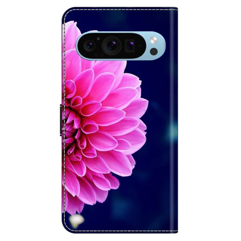 Læder Cover Google Pixel 9 Pro Xl Telefon Etui Lyserød Blomst