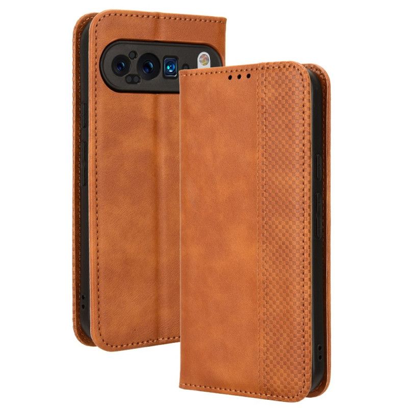 Læder Cover Google Pixel 9 Pro Xl Telefon Etui Vintage Frise